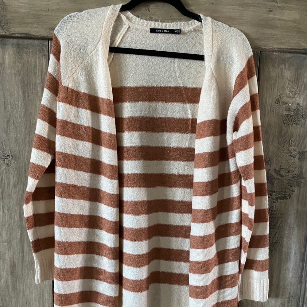 Ivory and camel striped cardigan